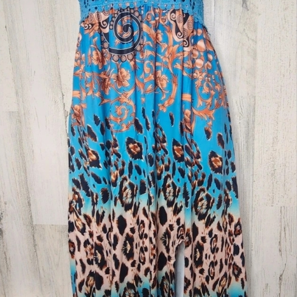 Milano Blue and Brown Maxi Dress